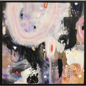 Leila Fanner After Party Series, Pink Schiffon 2018 Oil and oil pastel on wood 32 x 32 cm