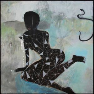 Leila Fanner Pearl’s Dress 2018 Oil and oil pastel on wood 125 x 122 cm