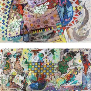 Hussein Salim, Untitled (HS126 & HS317), 2018, acrylic on cardboard, 20 x 49 cm