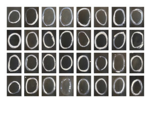 Kyu Sang Lee A Motif for Thirty-two Irregular Orbits 2018 Photographic Paper Handprints 142 x 96 cm