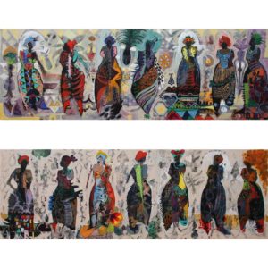 Hussein Salim .7. Goddesses of Love III & II 2018 acrylic on canvas 180 x 60 cm