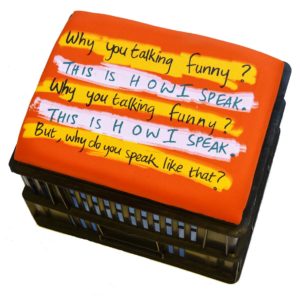 Chelsea Robin Ingham Why you talking funny 2017 Silkscreen print on fabric, wood, foam, crates (mixed media), limited edition Installation