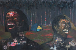 Dion Cupido, Huisie Huisie, 2019, Mixed media on Canvas, 100 x 150 cm
