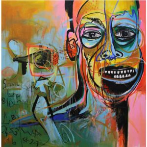 Ley Mboramwe Voice of Congolese 2019 acrylic on canvas 120 x 120 cm