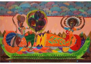Hussein Salim Phoenix People 5, 2019 Acrylic on Fabriano 100 x 69.5 cm