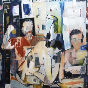Geogia Lane Balancing Act (Diptych) 2014 Acrylic and Mixed media on Canvas 200 x 200 cm