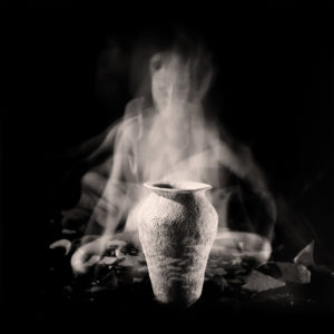 Carla Janse van Rensburg Untitled (12 minute exposure of Collective Pain Vase Ritual) 2018 Handprinted Film Photograph on Archival Fibre Paper, 1of3 38.5 x 38.6 cm