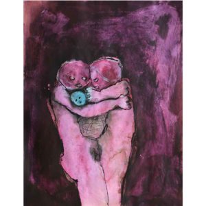 Sue Greeff hold on tight 2019 Ink, Pigment & charcoal on Paper 50 x 64.5 cm