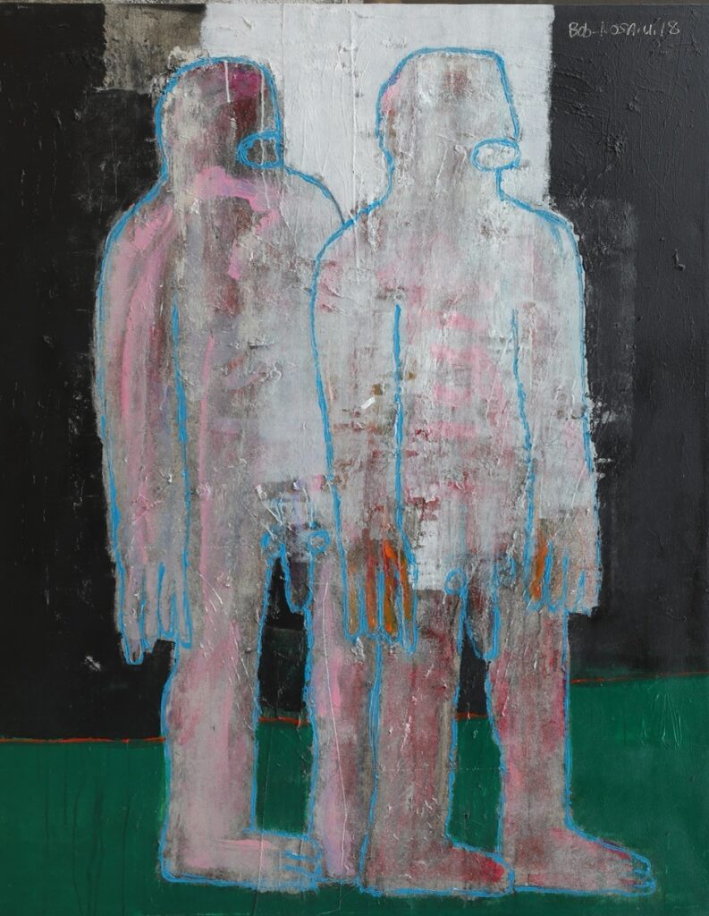 Bob-Nosa Uwagboe Two Men, 2018 Acrylic on textured canvas 122 x 153 cm