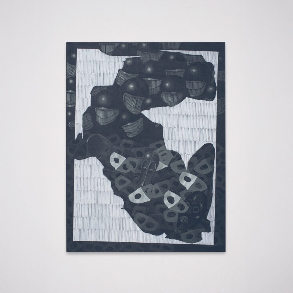 THANDO PHENYANE Eschaton, 2026 Acrylic on canvas 91.4 x 121.9 x 2.5 cm